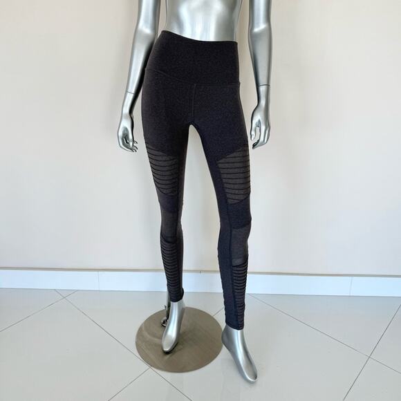 ALO Yoga women moto leggings heather grey size S Retail 128 - Picture 2 of 8
